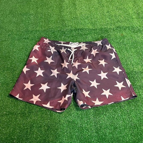 Trunks Surf & Swim Men's Drawstring Easy Care Quick Dry Stars Swim Short Size M - Picture 1 of 11